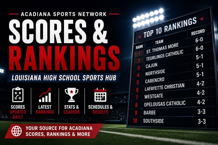 Top 10 high school football rankings for Louisiana teams at Acadiana Sports Network.