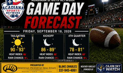Cajun Sky Watch Friday football forecast for September 18, 2026