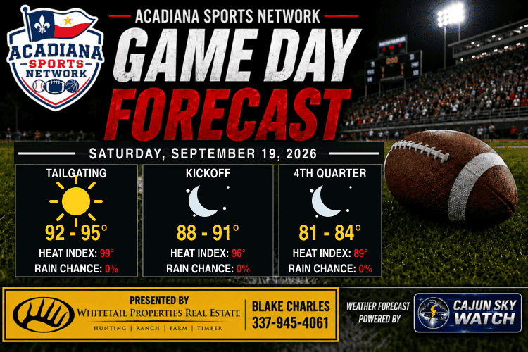 Cajun Sky Watch Saturday football forecast for September 19, 2026